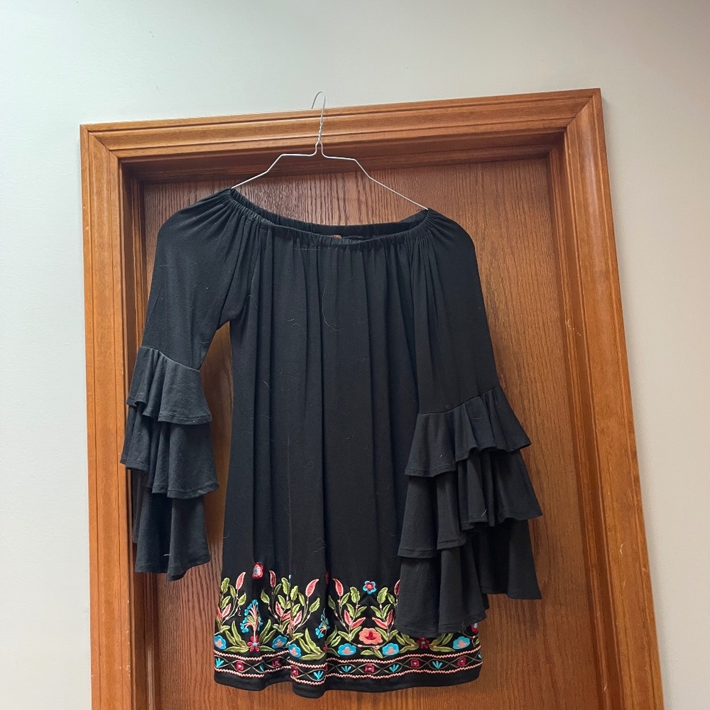 Scully Black Embroidered Top